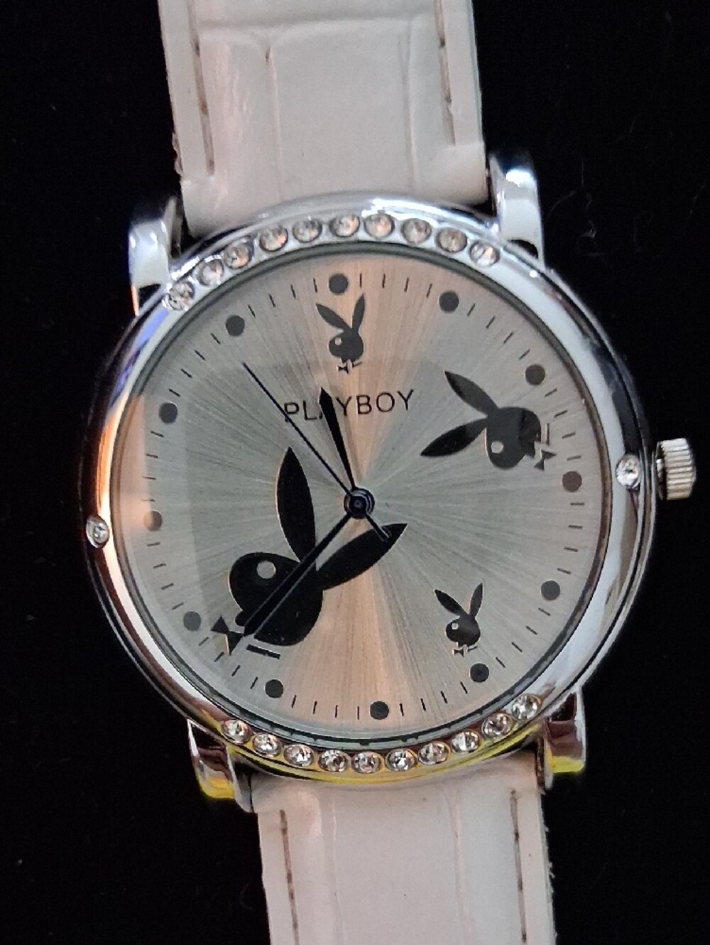 Playboy Women's White Crystal Accent Wristwatch